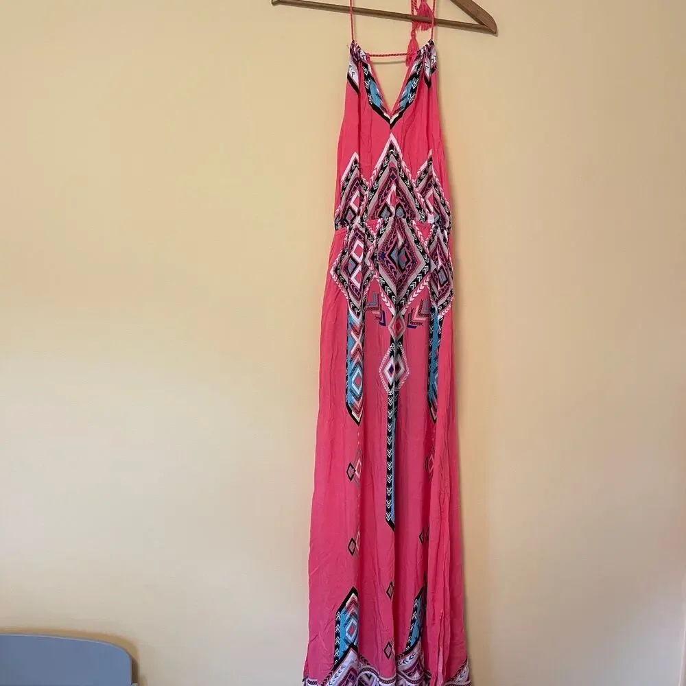 No Boundaries Halter Maxi Dress XL Cover Up Western Boho